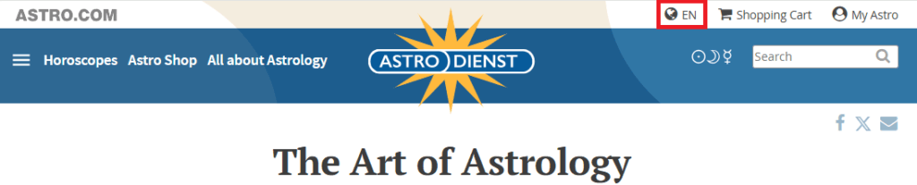 astro.comの表示言語切り替えメニューの画像